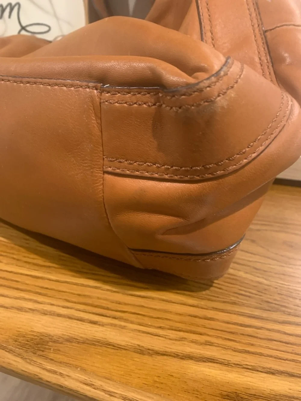 Michael Kors Ludlow Cognac Leather Drawstring Shoulder Bag with Gold Accents - Picture 6 of 16